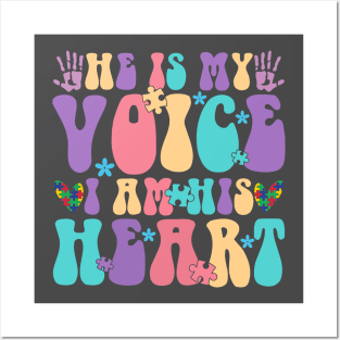 He is my voice I am his heart Autism Awareness Gift for Birthday, Mother's Day, Thanksgiving, Christmas Posters and Art